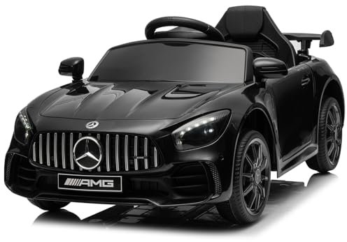 LALAHO Voitures électriques pour Enfants Mercedes Benz AMG avec Télécommande 2.4G, Véhicule électrique Enfant 2 Portes avec MP3 (Noir)