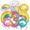 Regenbogen Luftballons 3 Jahre 8 Stück Regenbogen Geburtstagsdeko Regen-bogen Deko Kindergeburtstag für Geburtstags Festival Party Dekoration