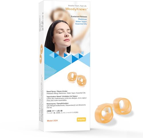 WoodyKnows Modell 2024 Nasenspray/Dampfinhalator │ Spray-Buddy │ Dampfberuhigungsmittel │ Nebel-Nasendilatator mit verzögerter Freisetzung(Probe-Pack XS/S/M/L)
