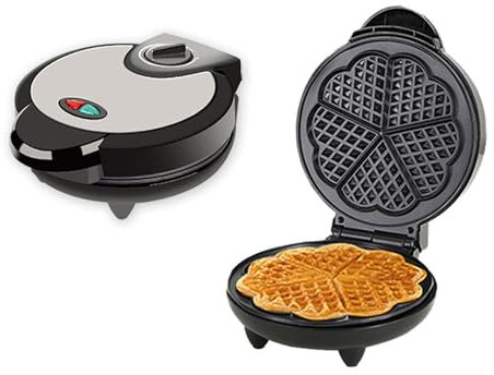 YOtat Gofrera En Forma De Corazón – Hace 5 Gofres En Forma De Corazón para El Desayuno – Panadero Antiadherente, Fácil Limpieza, Sartén Eléctrica para Gofres con Control De Dorado Ajustable