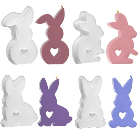 Silikonform Ostern,3D Osterhase Silikonformen Gießformen,Liebe Herz Ostern Kaninchen Backform Silikonformen,Rayher Giessformen Hasenform,Silikonform zum Gießen Ostern Hase Silikonform Kerzenhalter