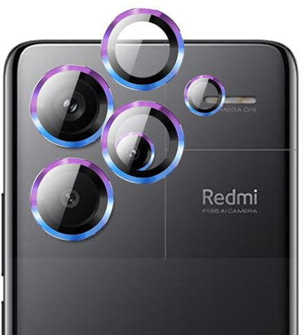 GIOPUEY [Protección Integral Protector de Lente de Cámara Compatible con Redmi Note 13 Pro Plus, [Doble Protección] Metal + Vidrio Templado, Protector de Cámara - Colorful