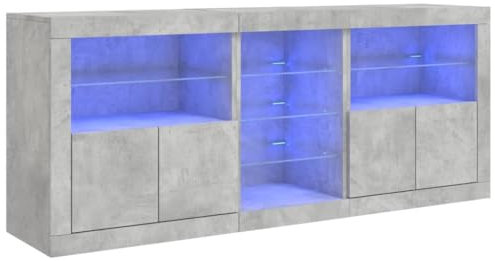 vidaXL Sideboard mit LED-Leuchten Betongrau 162x37x67 cm