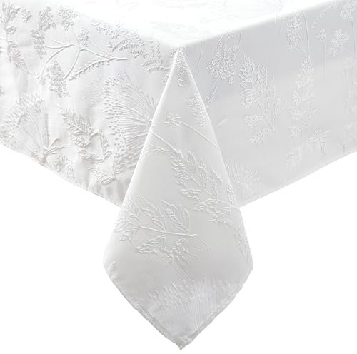 Laura Ashley Tischdecke, Bestickt, Jacquard-Stoff, knitterfrei, für Esszimmer, Urlaub, Party, Hochzeit oder Bankett, 152,4 x 259,1 cm, Cynthia White
