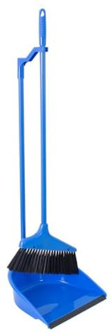YöL Long Handle Dustpan And Brush 2 Piece Set Dust Upright Broom Blue Sweeping Cleaning