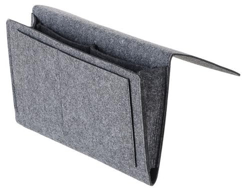 ZHENGZHIXINGNIU Bedside Storage Organiser Bedside Pocket Storage Holder Sofa Bedside Storage Bag with Water Bottle Holder Felt Bedside Home Sofa Desk Bed Storage Organizer Home Bed Rails (Dark Grey)