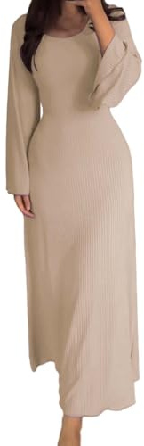 Strickkleid Damen Lang Elegant, Casual Winterkleid Damen Langarm Warm