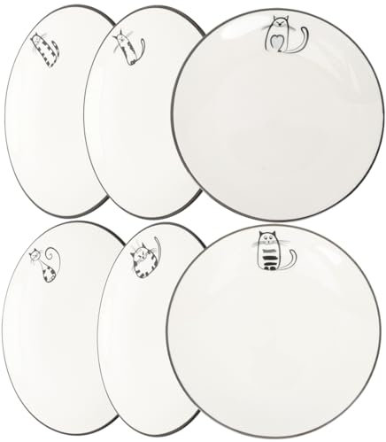 KICHOUSE Service De Table 6 Pièces Assiettes en Céramique Plateau De Service Rond Assiette À Poisson Cuit À La Vapeur Multi-Usage