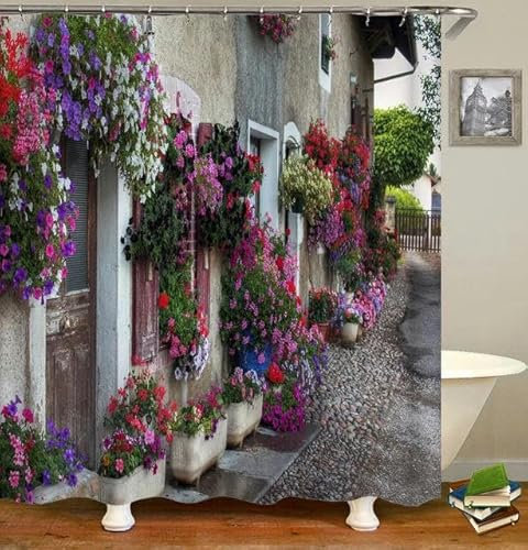 GFFJHGGD Porte per tende da doccia rustiche di e dettagli in tessuto europeo di campagna per bagno-4-L240xH180 cm