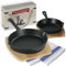 Freyersbacher Emaillierte Gusseisenpfanne Set 20/28 cm, Handgeschmiedete Emaille Pfanne mit zwei Schüttkerben, Antihaft Pfanne Pfannenset geeignet für Backofen Induktion Holzbackofen Grill