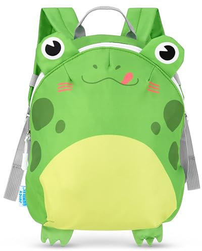 Juicy Bumbles Kindergartenrucksack Jungen Kinderrucksack Mit Brustgurt Kita Rucksack Kindergarten Junge Kindergartentasche Kinderrucksäcke Kinder Kleinkind 2-5 Jahre für Jungs Frosch