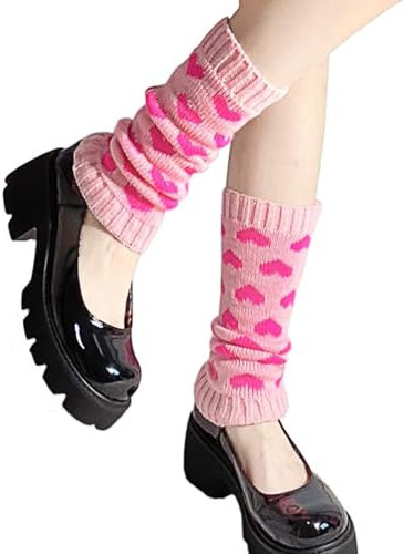 ZKGYUS Gestrickte Beinwärmer für Damen, Leg Warmers, Winter Stulpen Y2K Japanische Beinstulpen Lange Socken Kawaii Häkeln Beinwärmer