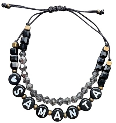 Generisch Personalisiertes Namensarmband mit Perlen Namenskette Geschenkidee individuelles Armband verstellbar