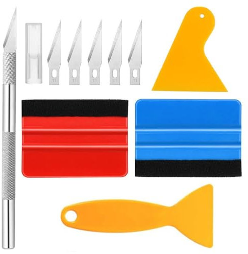 10 Stück Rakel für Folie, Folierungs Werkzeug, Rakel Set für Folierung, Folienrakel, Rakel Set, Plastikspachtel Folienrakel, Rakel Set mit Filzkante, Folien Rakel für Fensterfolien und Auto Folien