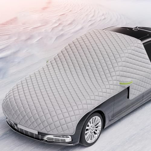 NETHIX Verdickte Autoabdeckung für VW Polo (Type AW 6C 6R 9N3 9N 6N2 6N 86C 2F 86) R GTI GTD GTE Halbgarage Auto Winter Abdeckplane Gegen Schnee EIS Frost Frontscheibenabdeckung,Silver-B