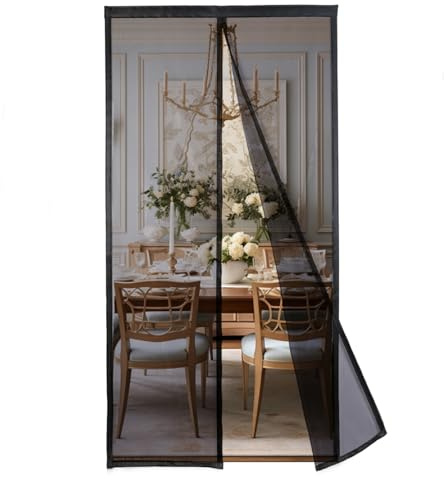 MAGICDOOR Zanzariera Magnetica Finestra 80x250cm-Nero in Poliestere | Colore Puro Tenda Zanzariera con Forte Magnete Traspirante Zanzariere Magnetiche per Camera Letto Soggiorno Porta ingresso