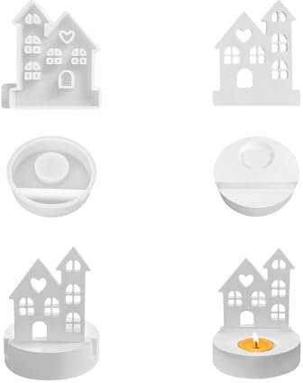 Silikonformen Gießformen Häuser Kerzenhalter, Gießformen Silikon Haus Mit Sockel, Raysin Gießformen Silikonform Haus Mini, Gipsformen Zum Gießen Silikon Gießform, Giessformen Lichthäuser Gips Gießen