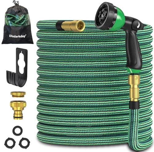 Manguera Extensible 30m, Disdarkday Manguera de Jardin con Pistola Riego de 10 Funciones, Manguera Jardin Enrollable para Riego de Jardin con Conectores de Metal de 1/2 y 3/4 Garden Hose