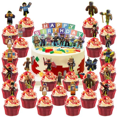 25pcs Game Cake Toppers,Birthday Cake Decoration,Birthday Decoration Topper,Birthday Party Cupcake Topper,Game Cupcake Toppers,YDSTNiu Cake Decoration For Children'S Birthdays