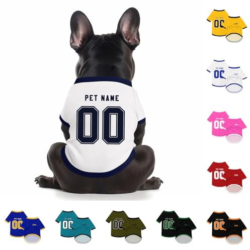 Personalisierte Hundekostüm,Individuelle Haustier T-Shirts, Personalisierte Druck Name/Text/Nummer/Logo/Foto,Atmungsaktiv Haustier Weste Kleidung,Hundepullover für Haustier Welpen Katzen(#D)(#D)