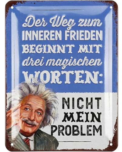 LANOLU Retro Blechschild NICHT MEIN PROBLEM - Sprüche Poster aus Metall mit Zitat, Geschenke für Freundinnen, Lebensweisheiten in Shabby Deko Style, Sprüche vintage Metallschild 15x20cm