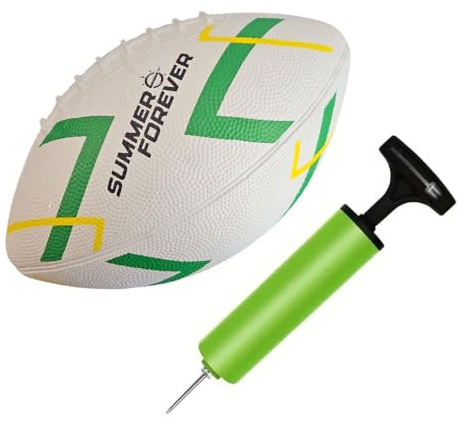 Mini-Ball Rugby, 23 x 13 cm, PVC, doppellagig, rutschfest, strapazierfähig für Strand, Park und Spielbereiche (WHITE)