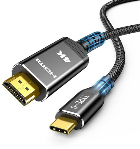 Highwings USB C to HDMI Cable 4K 0.5 m, USB C HDMI Cable UHD Thunderbolt 3 Compatible with iPhone 16/15 Pro, MacBook Pro/Air, iPad Pro/Air, Surface, Galaxy etc. (Black)