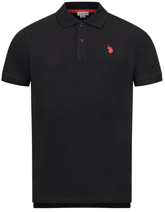 U.S. Polo Assn. Herren Poloshirt (S-3XL) Basic Kurzarm Pique Polohemd P001 - Schwarz-Rot Größe XL - Gr. XL