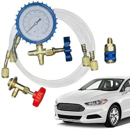 Reparatur-Set für Klimaanlage – Füllset für Klimaanlage – Manometer mit Schnellkupplung für LKW- und Fahrzeugwartung
