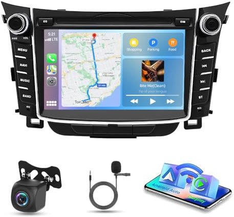 4G+64G Android 14 Car Radio for Hyundai i30 GD 2012-2017 with Wireless Carplay Andorid auto 7 Inch Touch Screen Double Din Car Stereo with GPS Bluetooth WIFI FM/RDS SWC Backup Camera Mic