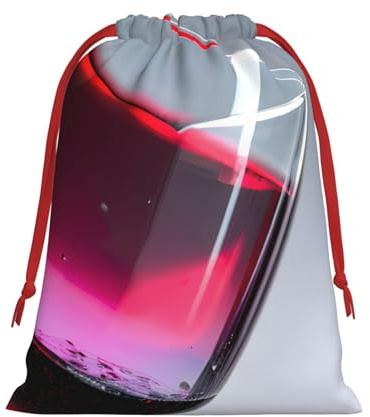 Red Wine Bottle Glass Christmas Drawstring Bags Gift Wrapping Bag Small Gifts Candy Jewelry Wedding Wrap Bag