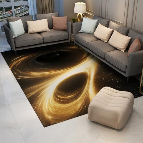 UERWOWELL Galaktische Vortex-Teppiche 140x200cm 3D-Illusion von verzerrtem Weltraumdruck flach abwaschungsfähige Teppiche für Konferenzraum-Starfield-Hintergrunddekoration
