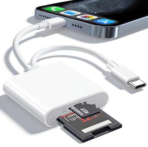 SD Card Reader, SD Card Adapter with SD MicroSD USBC Memor Card Reader for iPhone 15 16, iPad, Mac, MacBook Pro/Air, Android and More USB-C/Type C Devices (USBC 2 IN 2)