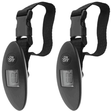 Amosfun Báscula Electrónica para Equipaje 40 Kg, Portátil Negra, 2 Unidades sin Batería, Pesadora Digital de Maletas para Viajes y Control de Peso en Aeropuertos Estilo Estilo Aleatorio