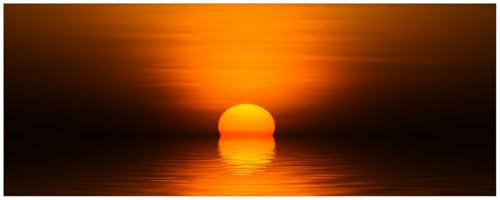 Wallario Küchenrückwand selbstklebend 115 x 50 cm, Motiv: Sonnenuntergang über dem Wasser II | Spritzschutz abwischbar & pflegeleicht