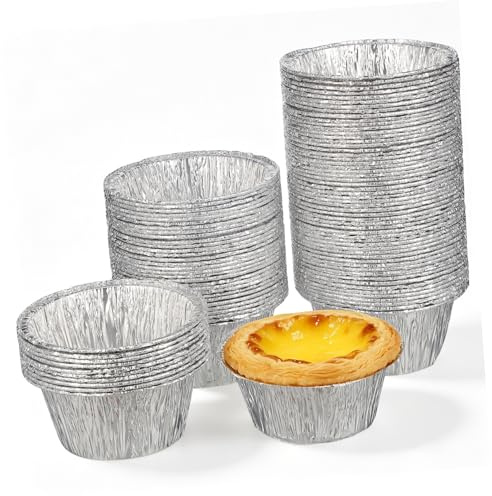 Zerodeko 100 Pezzi Pirottini in Alluminio Argento da 110ml per Cottura, Monouso, Resistenti al Forno e Freezer, Formine Rotonde Multiuso per Muffin e Dolci da Forno