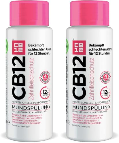 CB12 Zahnfleischschutz Mundspülung: Mundgeruch bekämpfen und Zahnfleisch schützen – neue patentierte Formulierung – 250 ml (Packung mit 2)