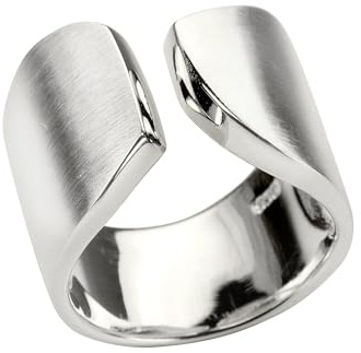SILBERMOOS XL XXL Ringe in großen Größen Witziger Ring Damenring offen diagonal matt Größe 64, 66, 68, 70 Sterling Silber 925