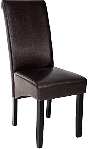 TecTake® Chaise de Salle à Manger Moderne Chaise Ergonomique Rembourrée Confortable Chaise Design en Cuir synthétique Meuble Salon avec Pieds en Bois pour Salle à Manger, Salon, Coiffeuse, Chambre