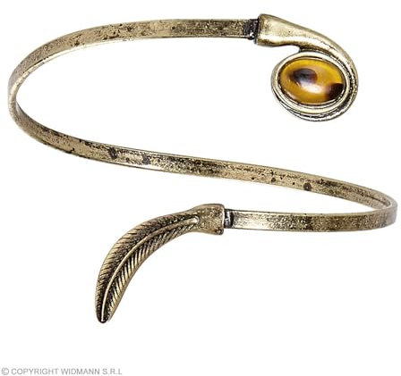 W WIDMANN MILANO Party Fashion 46734 - Armreif mit Lorbeerblatt und Bernstein, 1 Stück, für Handgelenk oder Oberarm, Accessoire, Modeschmuck, Römerin, Cleopatra, Ägypten