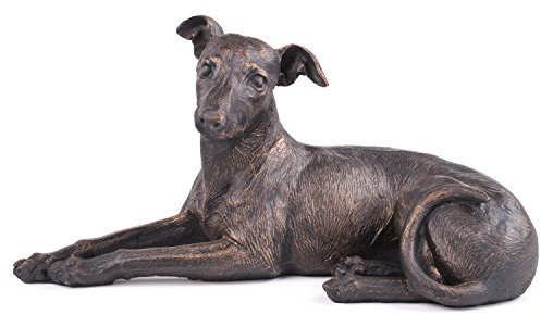HORLAT Windhund Hund bemalt Bronze Skulptur aus Kunstharz