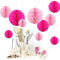 Himeland 10x Seiderpapier Wabenball Set pompom honeycomb deko für Party Hochzeit Geburtstag Rosa Pink