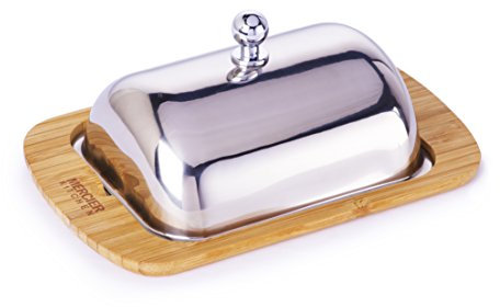 MERCIER Butterdose aus Bambus + Edelstahl, mit Deckel aus Edelstahl