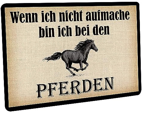CreaLuxe Fussmatte - Wenn ich Nicht aufmache Bin ich bei den Pferden - 60x40cm, Bedruckt, Fußabtreter, Fußabstreifer für die Haustür, Fußmatte rutschfest