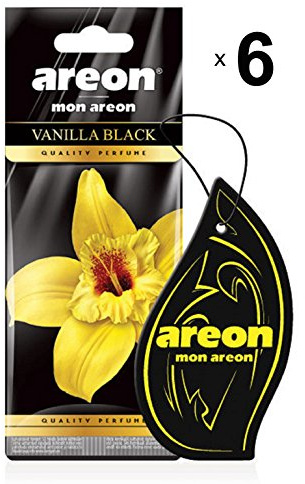 Areon Mon Car Air Freshener Vanilla Black Sweet Hanging Set Multi Pack of 6