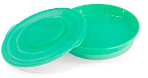 Twistshake Piatto di apprendimento con coperchio ermetico per alimenti per bambini, autoalimentazione, svezzamento, piatto da allenamento per neonati, senza BPA, 6+ mesi, verde pastello