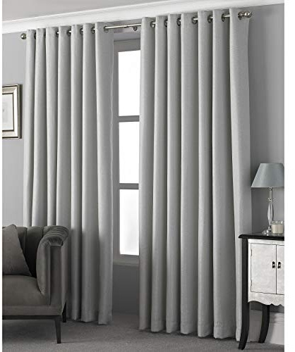 Riva Paoletti Pendleton Ringtop Eyelet Curtains (Pair) - Silver Light Grey 100% Polyester - 168cm width x 229cm drop (66 x 90 inches)