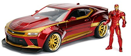 Jada 99724R CHEVY CAMARO With Iron Man Toys and Car - Red / Gold