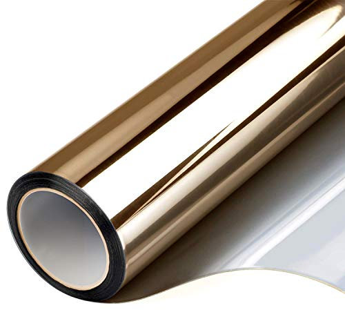 Fensterfolie Sichtschutz Selbstklebend Fenster Sonnenschutz UV Folie Tönungsfolie Hitzeschutz für Zuhause oder Büro Wohnzimmer(Tee Silber, 60 x 1000 cm)