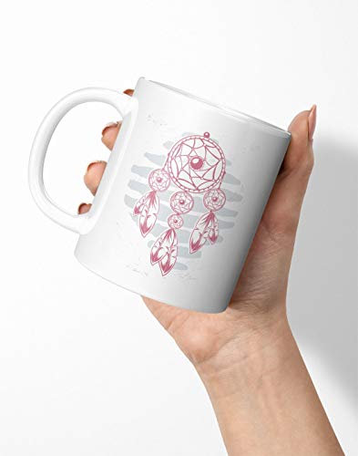 BLAK TEE Cute Little and Pink Dream Catcher Porcelain Coffee and Tea Mug 330 ml